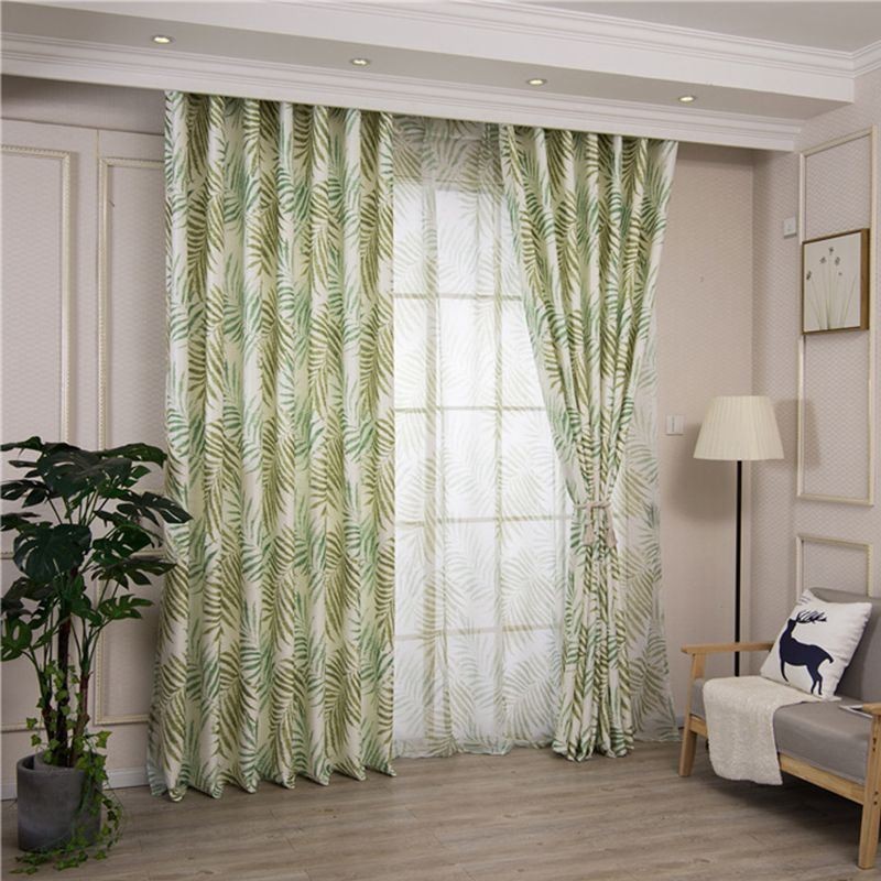Tropical Printed Blackout Curtain Made to Measure Curtain American Leaves Tulle For Bedroomc Panel