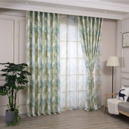 Tropical Printed Blackout Curtain Made to Measure Curtain American Leaves Tulle For Bedroomc Panel