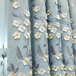 Chenille Curtain Made to Measure Curtain Nordic Style Floral Embroidery