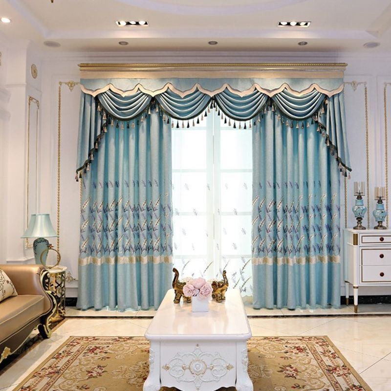 European Style Curtain Made to Measure Curtain Cotton Linen Embroidery Plants
