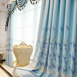 European Style Curtain Made to Measure Curtain Cotton Linen Embroidery Plants