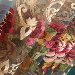 Luxury Sheer Curtain Made to Measure Curtain American Gradient Color Embroidery Bedroom Wndow Treatment