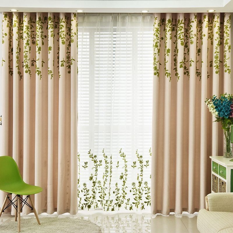 Modern Curtain Made to Measure Curtain Fresh Plant Pattern Velvet Hemp