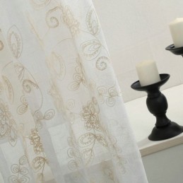 Simple Sheer Curtain Made to Measure Curtain Abstract Flower Embroidery Window Treatment