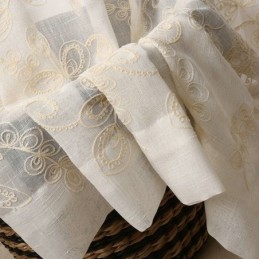 Simple Sheer Curtain Made to Measure Curtain Abstract Flower Embroidery Window Treatment