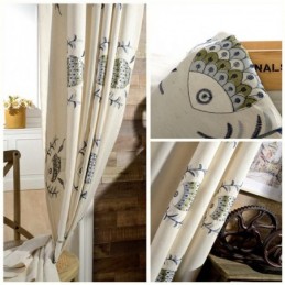 Embroidered Blackout Curtain Made to Measure Curtain Kids Room Minimalist Darkening