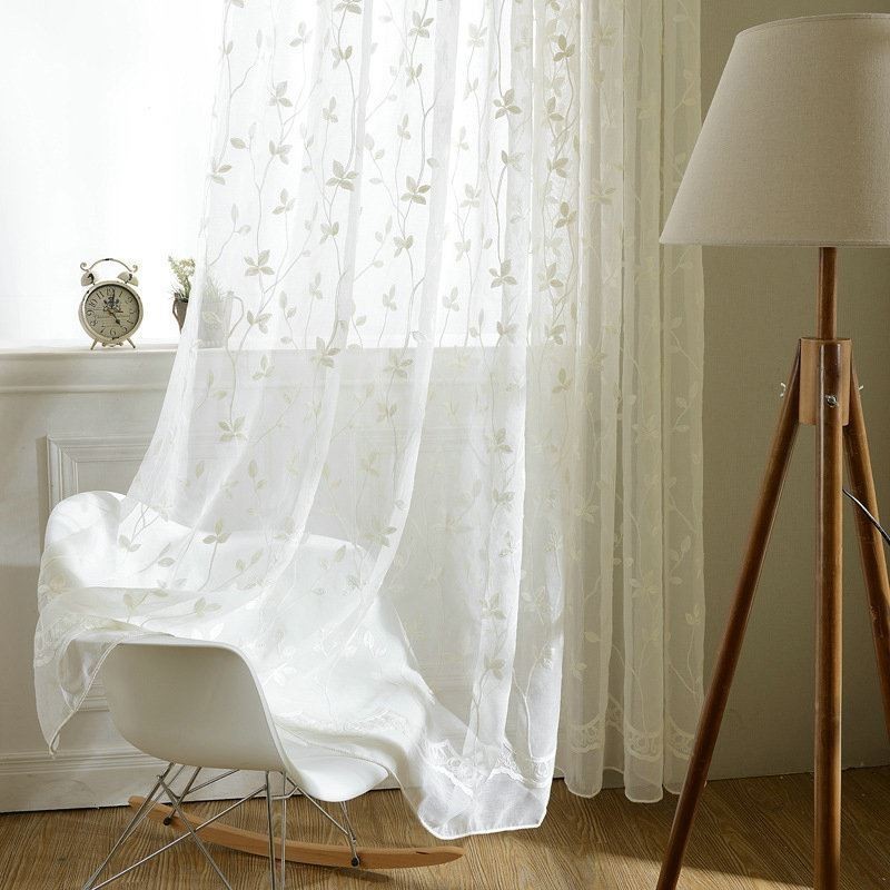 European Pastoral Style Sheer Curtain Made to Measure Curtain Embossed Pattern