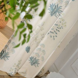 Nordic Curtain Made to Measure Curtain Cotton Plants Printed