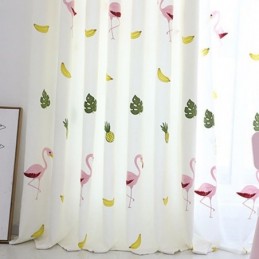 Embroidered Flamingo Curtain Made to Measure Curtain Semi Transparent Sheer Curtains For Living Room Bedroom