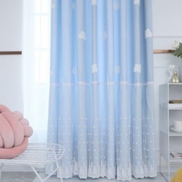 Sweet Cloud Curtains Blue Semi Blackout For Girls Room
