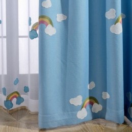 Cute Cartoon Rainbow Blackout Curtain Made to Measure Curtain For Kids Bedroom