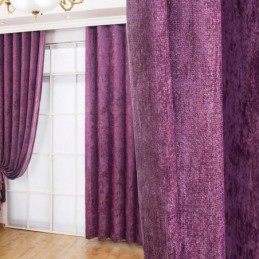 American Antique Style Curtain Made to Measure Curtain Chenille Solid Purple Bedroom Blackout Fabric