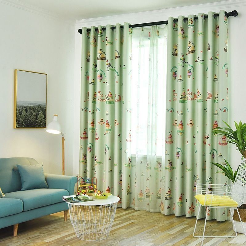 Lovely Icecream Printing Curtain Made to Measure Curtain Modern Blackout Drapes For Kids Bedroom