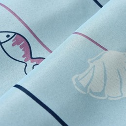 Cartoon Fish Pattern Blue Blackout Curtains Printed Curtain Made to Measure Curtain For Kids Bedroom