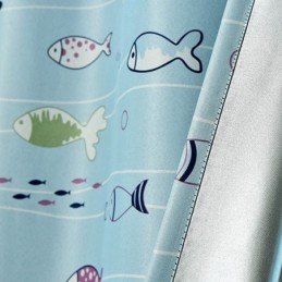 Cartoon Fish Pattern Blue Blackout Curtains Printed Curtain Made to Measure Curtain For Kids Bedroom