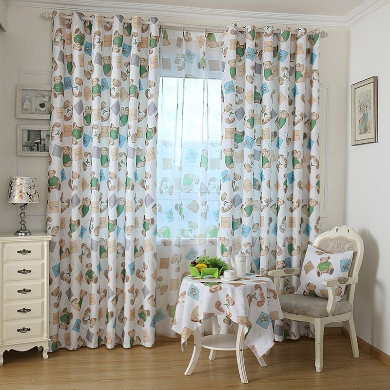 Cartoon Bear Design Curtain Made to Measure Curtain Lovely Boy&Girl Room Window