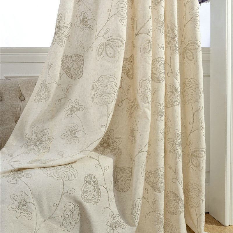 Japanese Simple Curtain Made to Measure Curtain Embroidery Environment Protective Cotton Linen Fabric