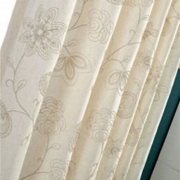 Japanese Simple Curtain Made to Measure Curtain Embroidery Environment Protective Cotton Linen Fabric