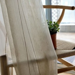 Japanese Simple Sheer Curtain Made to Measure Curtain Large Stripes Jacquard White Flax Fabric