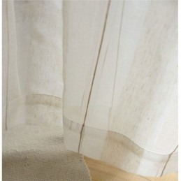 Japanese Simple Sheer Curtain Made to Measure Curtain Large Stripes Jacquard White Flax Fabric