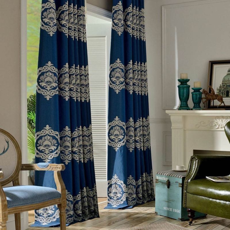 Nordic Simple Curtain Made to Measure Curtain Blue Embroidery Living Room Study Fabric