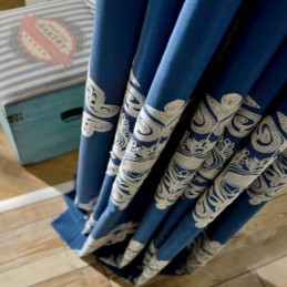 Nordic Simple Curtain Made to Measure Curtain Blue Embroidery Living Room Study Fabric