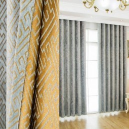 Nordic Abstract Style Curtain Made to Measure Curtain Maze Jarquard Living Room Bice Chenille Blackout Fabric