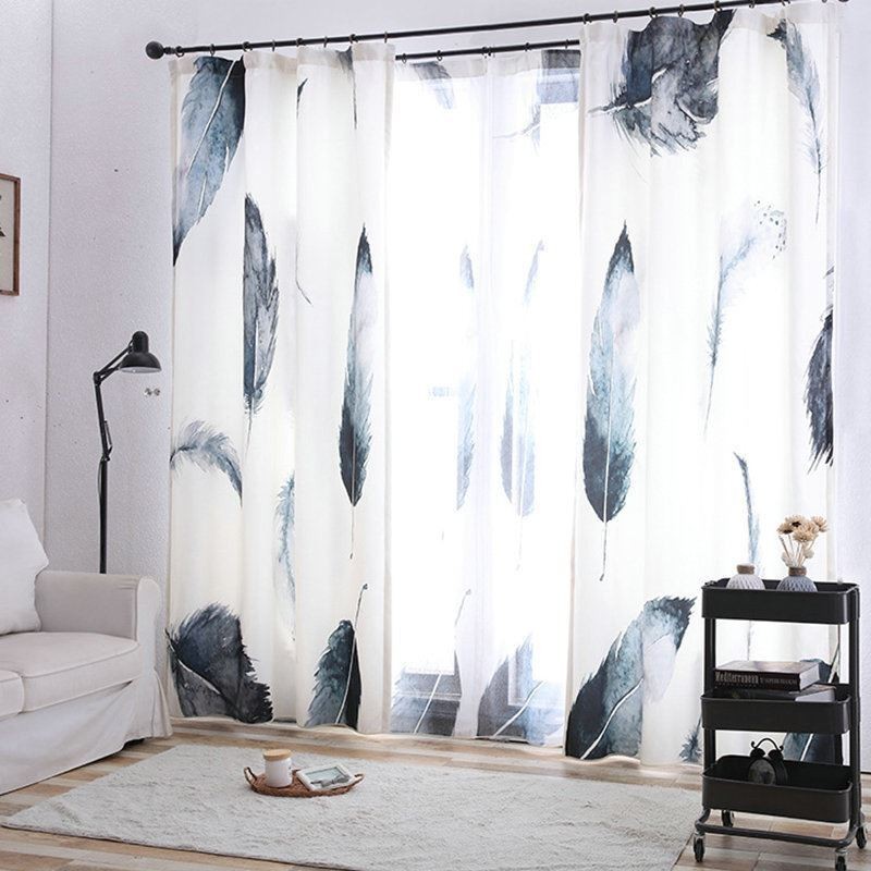 Modern Minimalist Curtain Made to Measure Curtain Digital 5D Printing Lifelike Feather Window Treatment