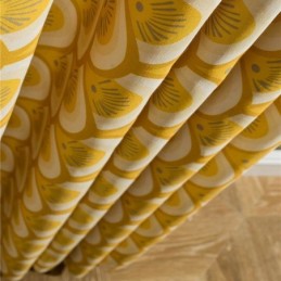 Yellow Cotton Curtain Made to Measure Curtain Shell Unique Printed Bedroom Living Room