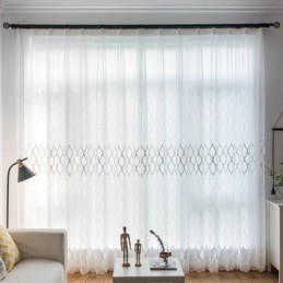 Modern Simple Sheer Curtain Made to Measure Curtain Geometry Jacquard Living Room Study Fabric