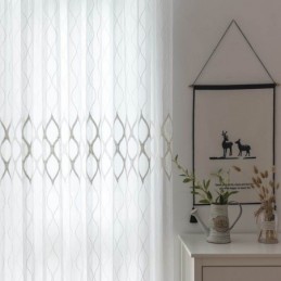 Modern Simple Sheer Curtain Made to Measure Curtain Geometry Jacquard Living Room Study Fabric