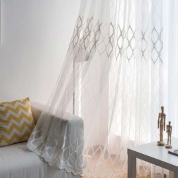Modern Simple Sheer Curtain Made to Measure Curtain Geometry Jacquard Living Room Study Fabric