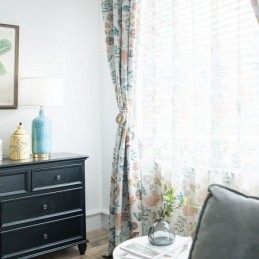 American Cartoon Sheer Curtain Made to Measure Curtain Starfish Shell Printed Bedroom Kids' Room Fabric