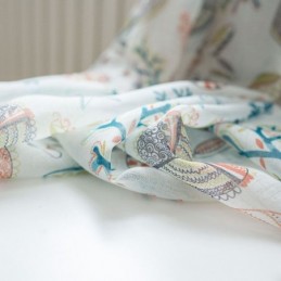 American Cartoon Sheer Curtain Made to Measure Curtain Starfish Shell Printed Bedroom Kids' Room Fabric