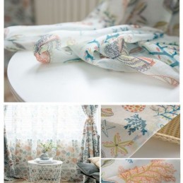 American Cartoon Sheer Curtain Made to Measure Curtain Starfish Shell Printed Bedroom Kids' Room Fabric