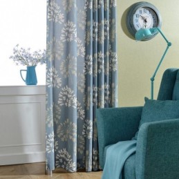 Japanese Simple Curtain Made to Measure Curtain Blue Flower Printed