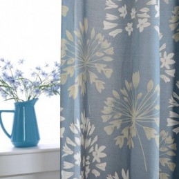 Japanese Simple Curtain Made to Measure Curtain Blue Flower Printed