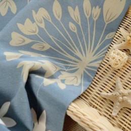 Japanese Simple Curtain Made to Measure Curtain Blue Flower Printed