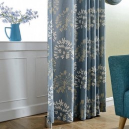 Japanese Simple Curtain Made to Measure Curtain Blue Flower Printed