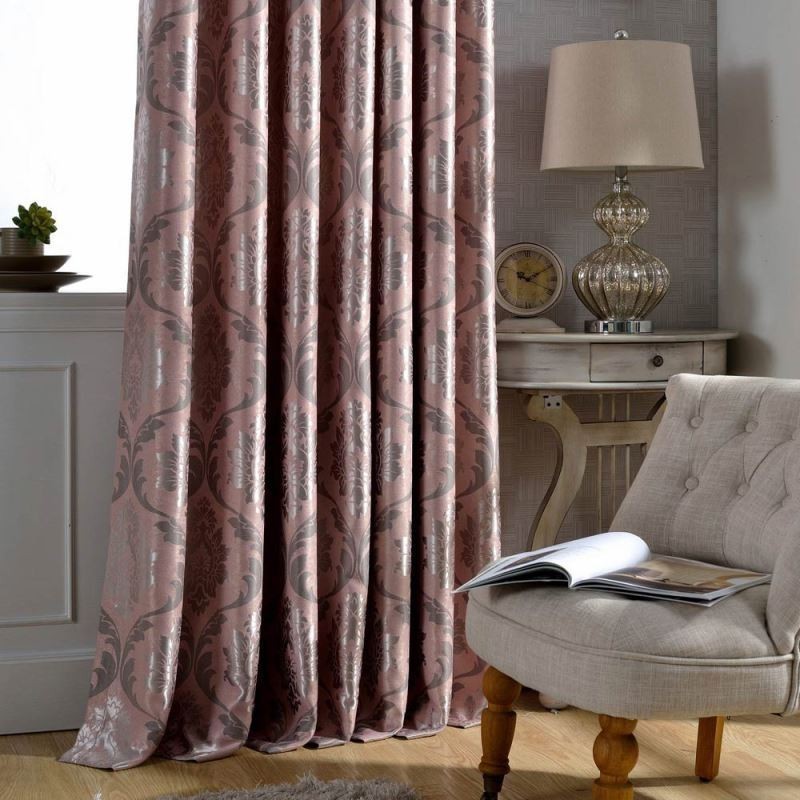 European Rural Curtain Made to Measure Curtain Pink Jacquard Bedroom Blackout Fabric