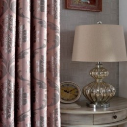 European Rural Curtain Made to Measure Curtain Pink Jacquard Bedroom Blackout Fabric