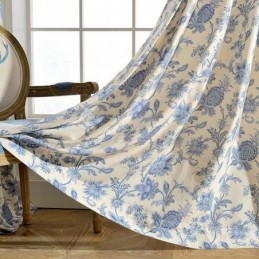 Japanese Simple Curtain Made to Measure Curtain Blue Printed Study Bedroom Fabric