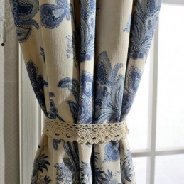 Japanese Simple Curtain Made to Measure Curtain Blue Printed Study Bedroom Fabric
