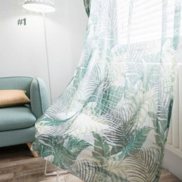 American Rural Sheer Curtain Made to Measure Curtain Unique Leaves Embroidery Breathable Fabric