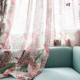 American Rural Sheer Curtain Made to Measure Curtain Unique Leaves Embroidery Breathable Fabric