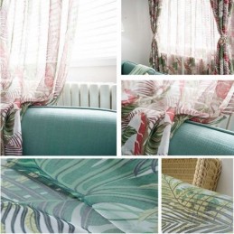 American Rural Sheer Curtain Made to Measure Curtain Unique Leaves Embroidery Breathable Fabric