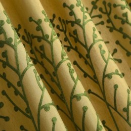 American Antique Curtain Made to Measure Curtain Yellow Embroidery Environment Protective Cotton Linen Fabric