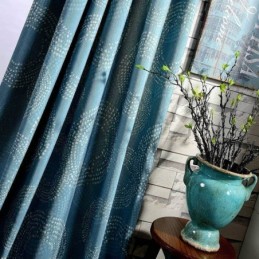 American Antique Curtain Made to Measure Curtain Blue Circle Printed