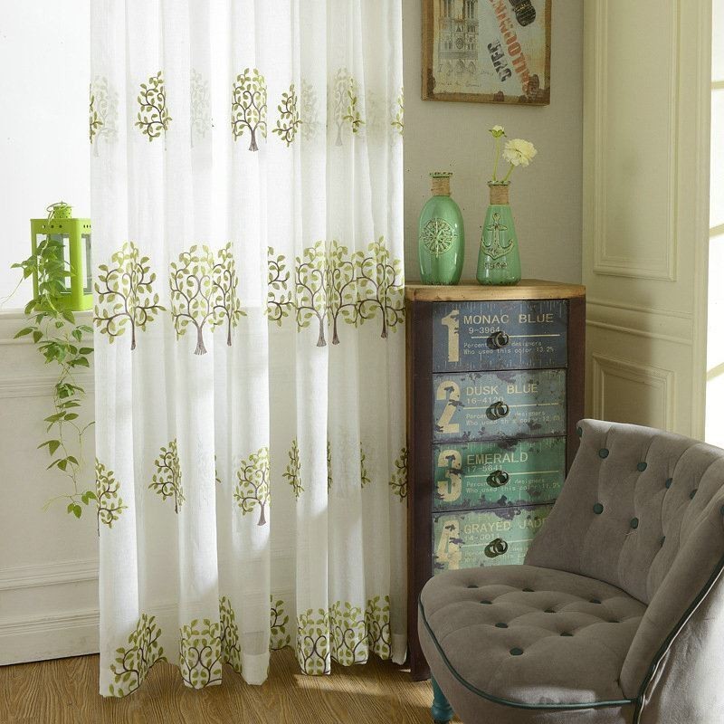 European Sheer Curtain Made to Measure Curtain Pastoral Style Embroidery