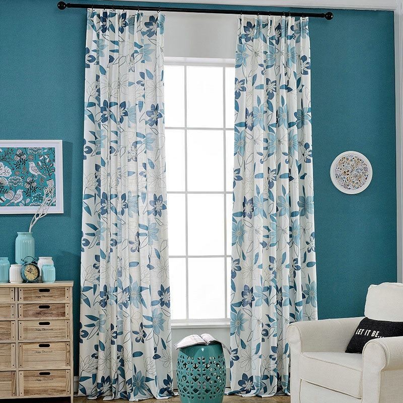 Modern Simple Curtain Made to Measure Curtain Fresh Flower Printed Bedroom Fabric
